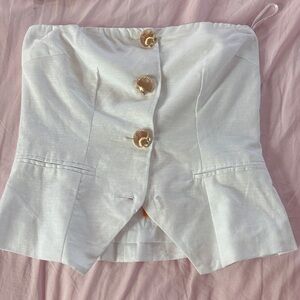 White Strapless Top with Gold Shell Buttons size xs or small brand new